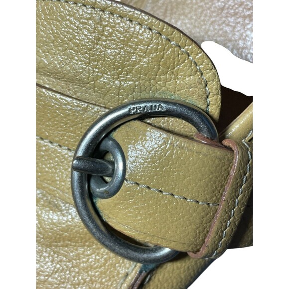 Vintage PRADA 2000’s Tan Pumps Kitten Heels Mules Size 36.5 Y2k Buckle - Picture 9 of 16